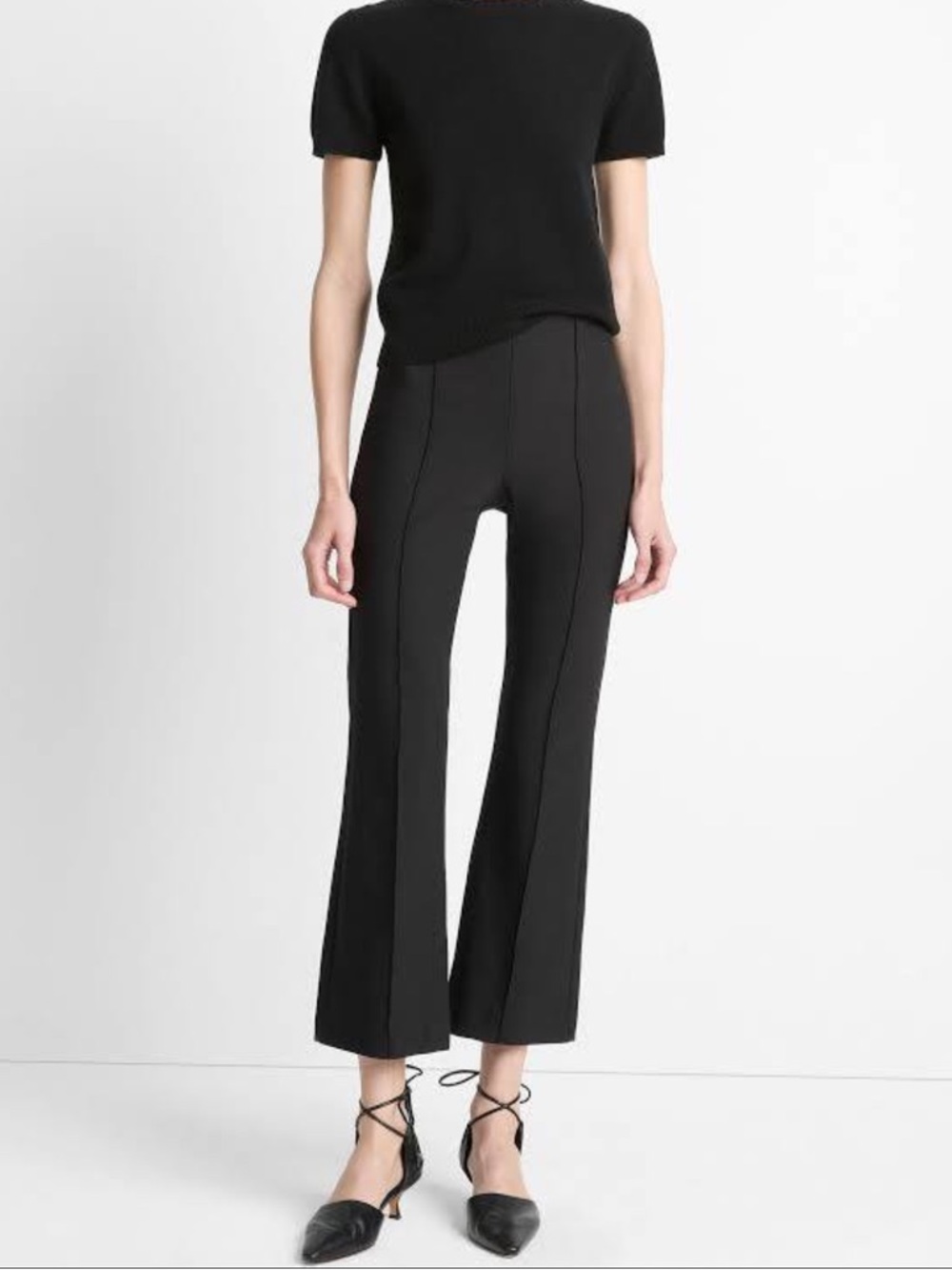 🌷 PAIRE Black High-Rise Cropped Flare Pants #74